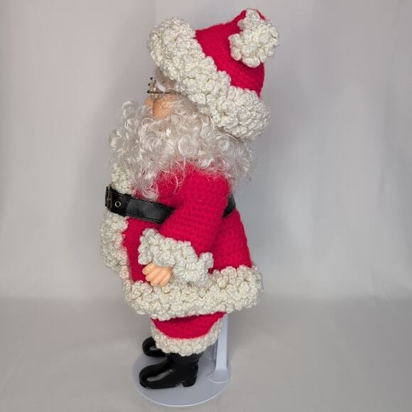 Old World Santa Claus Hand Crochet Standing Doll Figurine with Stand - Picture 4 of 11
